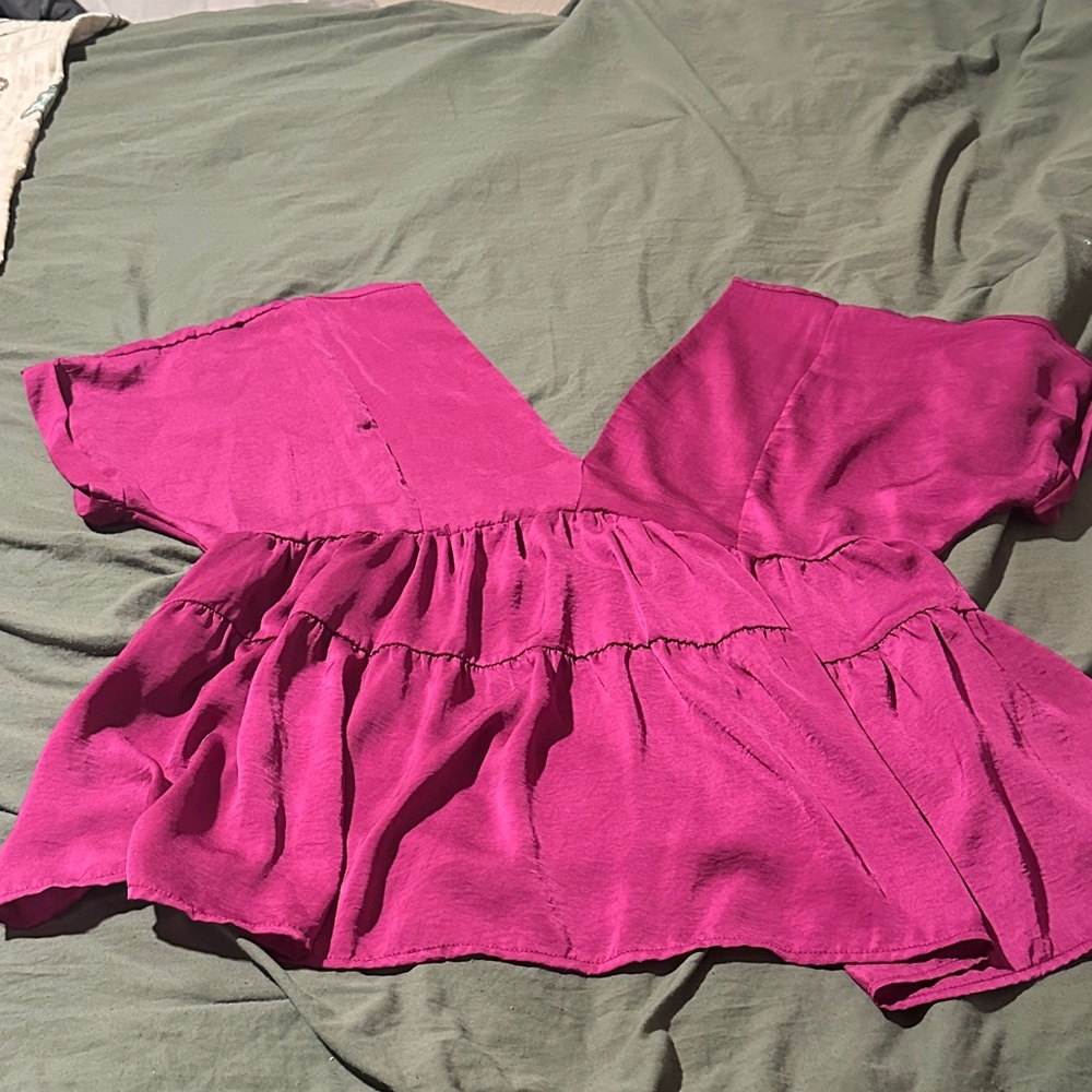 Entro Fuchsia Ruffle Blouse